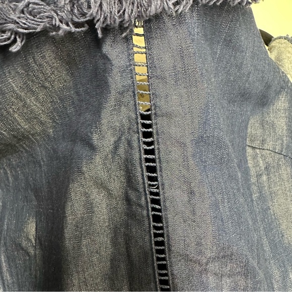 MOON RIVER Stylish chambray Romper with Floral Embroidery - Picture 9 of 16